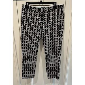 Lord & Taylor Women's Geometric Print Crop‎ Ankle Pants Size 8 Preppy Designer